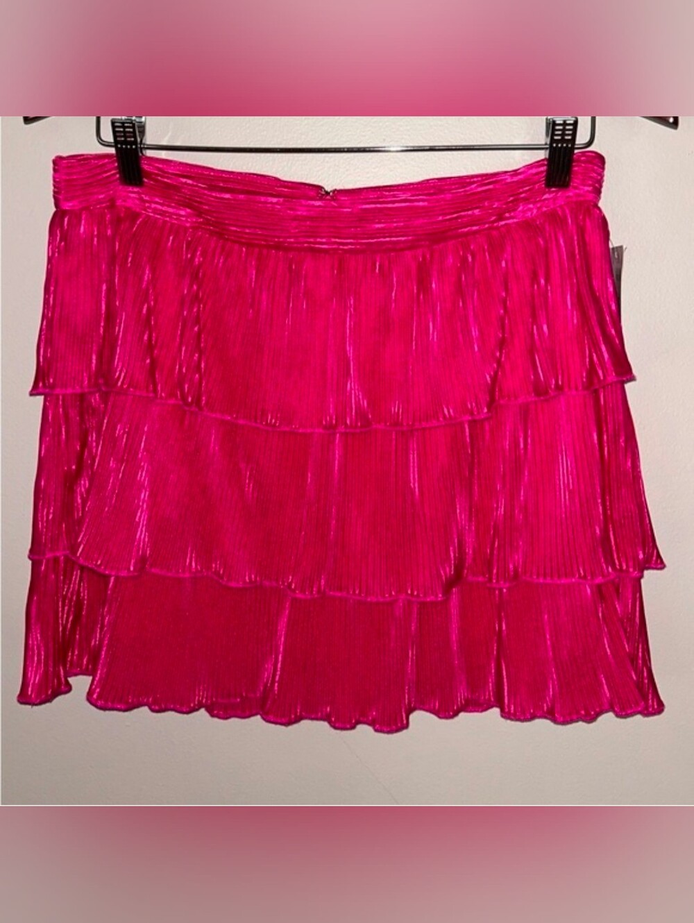 Ivy and Leo Hot Pink Tiered Mini Skirt Large Barbiecore Barbie Flouncy